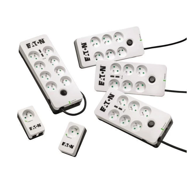 Parafoudre Eaton – 6 Prises + 2 Ports USB, Protection Contre Les Surtensions