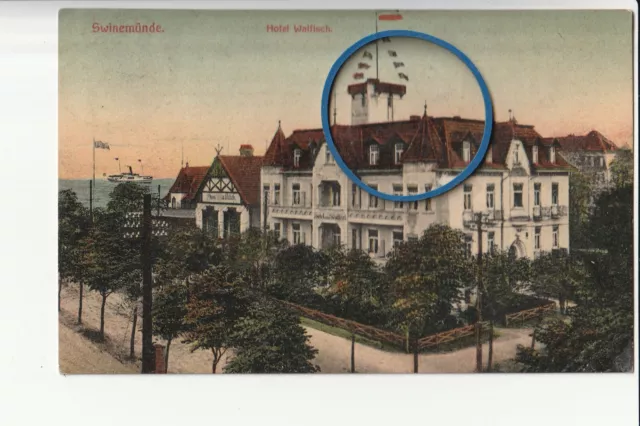 Ak Swinemünde / Pommern Hotel Walfisch 1910 gelaufen