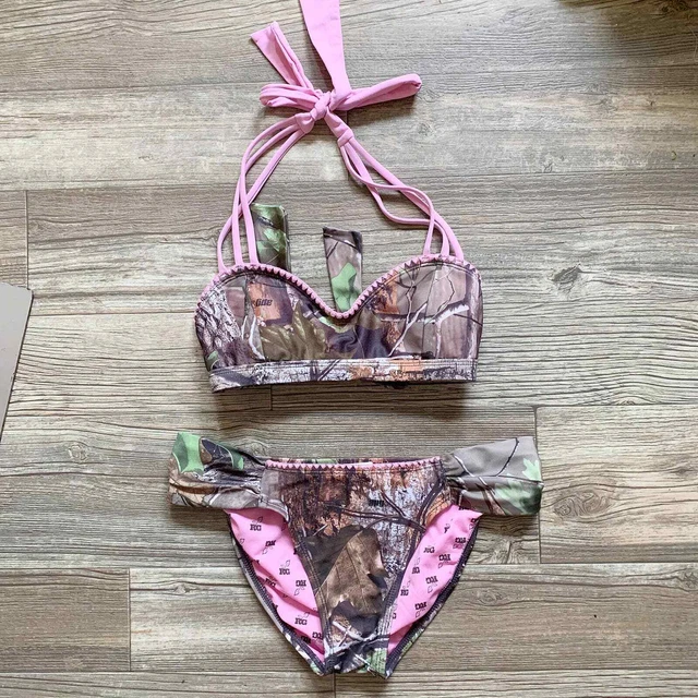 Realtree APG Camo Camouflage Print Halter Bikini Set Size S/M Small Medium