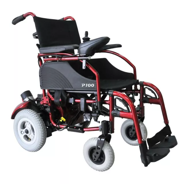 Breezy P100 Electric Wheelchair, Convertible to Manual 2 in 1, colour Red