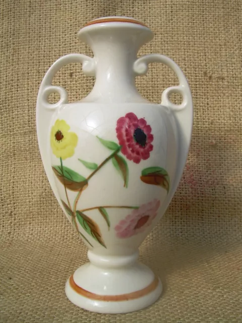 Blue Ridge Southern Potteries 8" Vase~Urn Shape~Handled~Mum Spray Floral~Euc