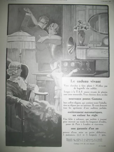 Publicite De Presse Gamma T.s.f. Poste Radio French Ad 1925