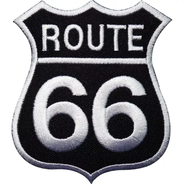 Route 66 Sign Embroidered Iron Sew On Patch Clothes Jeans Jacket Bag Biker Badge