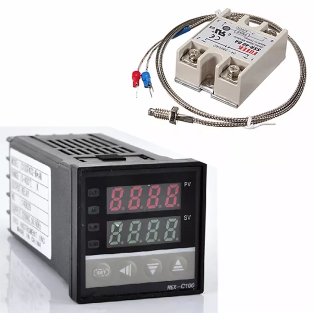 Digital LCD PID Temperature Controller Set + K Thermocouple + Max.40A SSR U1T5