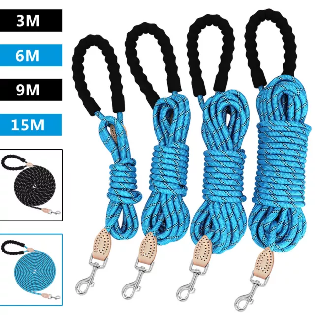 3/6/9/15m Pet Dog Horse Training Lead Nylon Long Tracking Leash Rope Recall Line