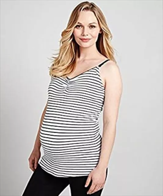 Mothercare Blooming Marvellous Maternity Nursing Vest Top Black Striped  Large