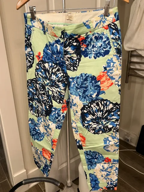 J. Crew Women's Stretch Floral Printed Straight Cropped Ankle Pants Size 4