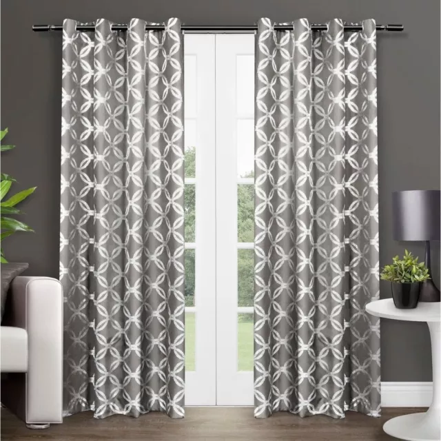 ATI Home Modo Metallic Geometric Grommet Top Curtain Panel