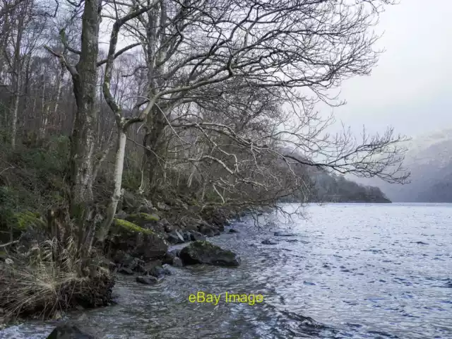 Photo 6x4 Western shore of Loch Lomond with rocks and overhanging trees I c2022