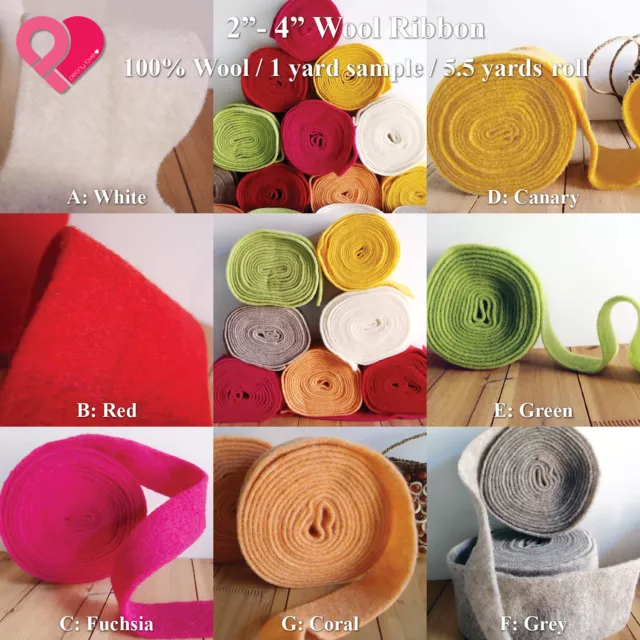 100% Wool Felt Ribbon Felted String Needle Felting Roving Fiber 2-4" Soft Fabric 2