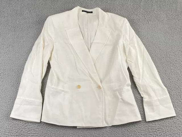 Theory Women's Double Breasted Career Jacket Blazer Size 10 Lined + Stretch EXC