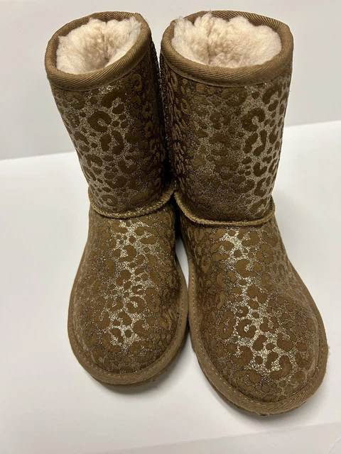 UGG Classic II Glitter Leopard Suede Boot Brown Size 2