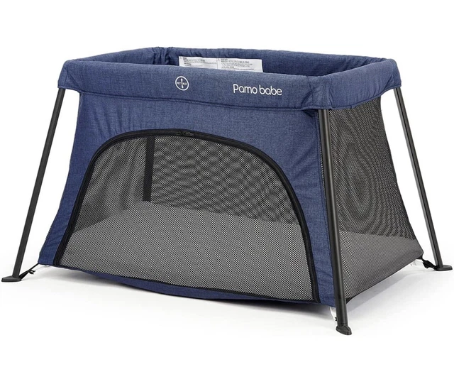 Pamo Babe Lightweight Travel Crib, Portable and Easy to Carry Baby Blue