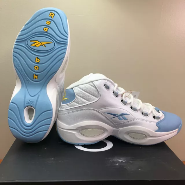 Reebok Question Mid Iverson Cloud White/Blue Basketball Shoes GW8854 Mens 10.5