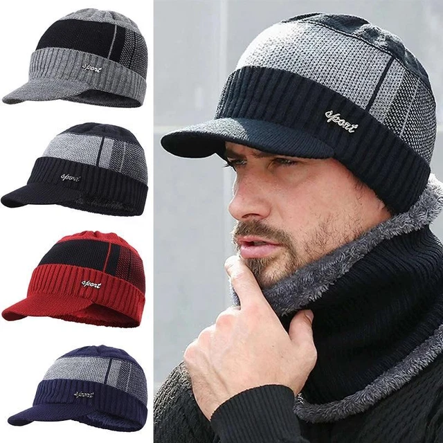 2022 Gorro Para Hombre Gorros De Invierno Hombres Para El Frio Con Bufanda Punto