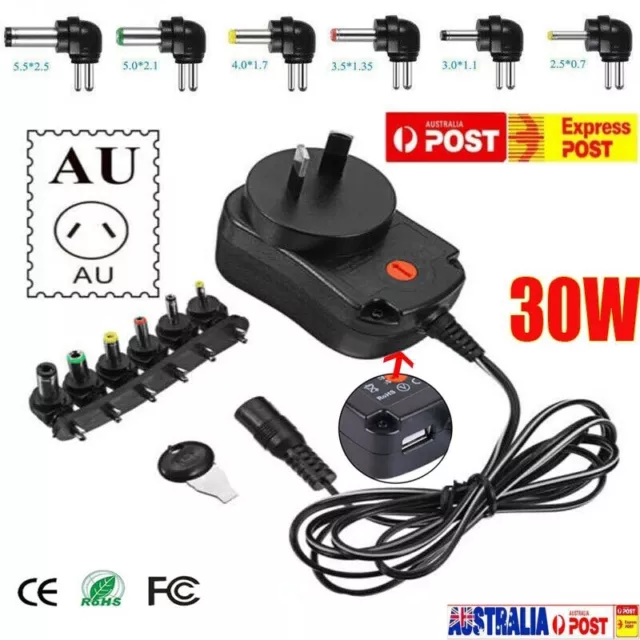 Universal AC/DC Adapter Voltage 30W Plug Power Supply 3V/4.5V/5V/6V/7.5V/9V/12V