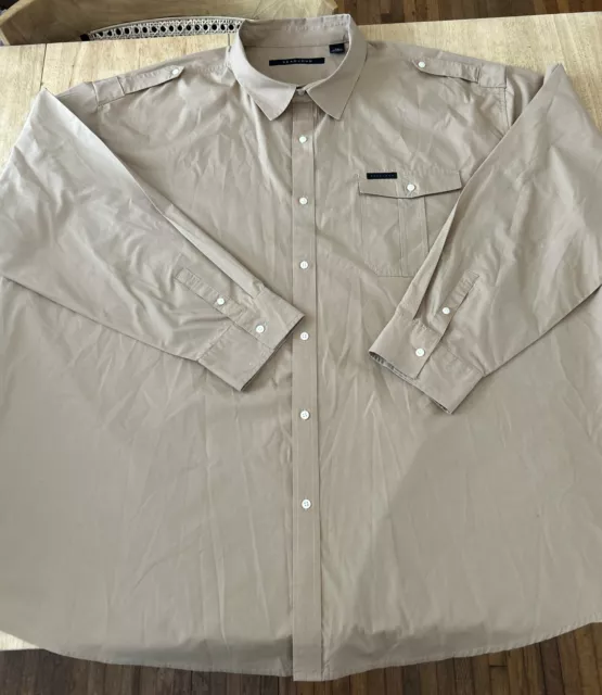 Sean John Black Cotton Field Shirt Mens 5XB Big Tall Long Sleeve Tan