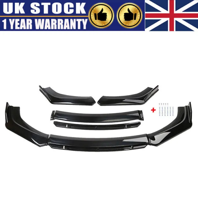 Universal Gloss Black Car Front Bumper Protector Lip Body Spoiler Splitter Kit D