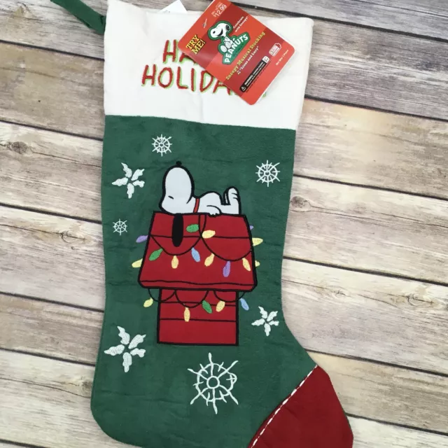 2008 Gemmy Peanuts Happy Holidays Snoopy Musical Christmas Stocking