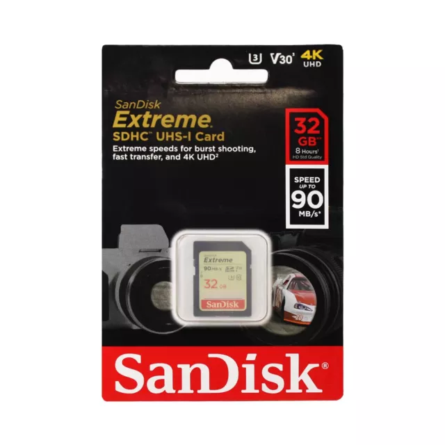 SanDisk Extreme SDSDXVE-032G-GNCIN 32 GB SDHC Class 10 U3 V30 Memory Card  ye...