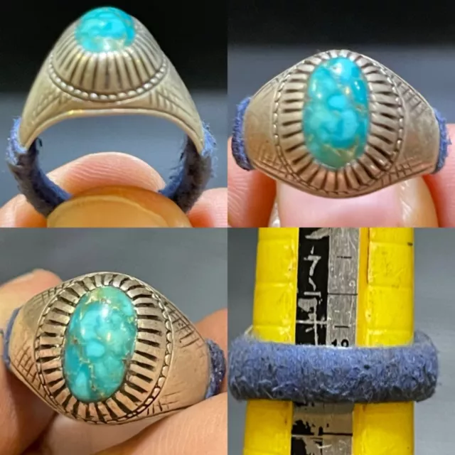 Wonderful Nishapur natural turquoise old Silver unique Ring