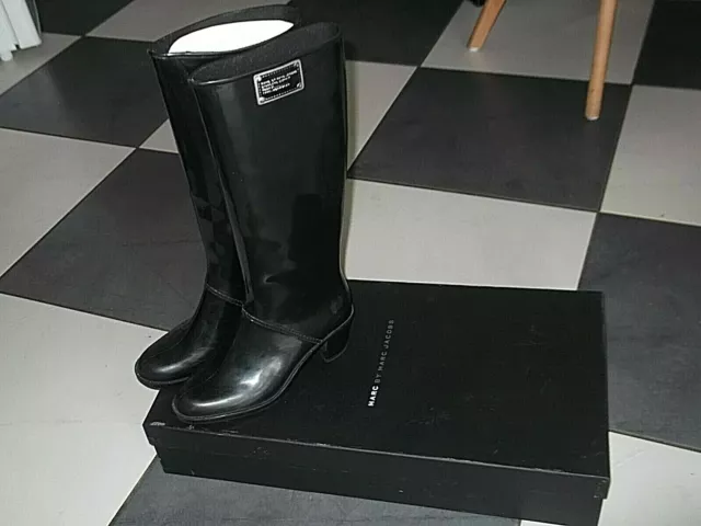 VINTAGE BOTTES DE Pluie a talons noires Marc by Marc Jacobs taille