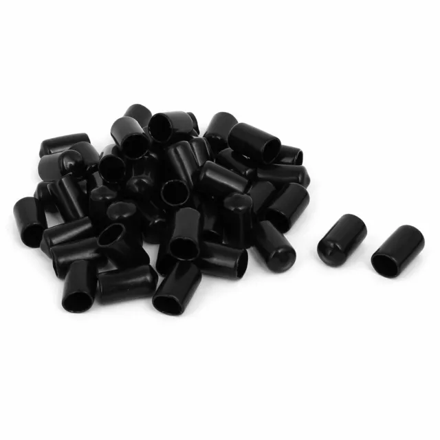 11mm Inner Dia Rubber Hose End Cap Screw Thread Protector Cover Black 50pcs