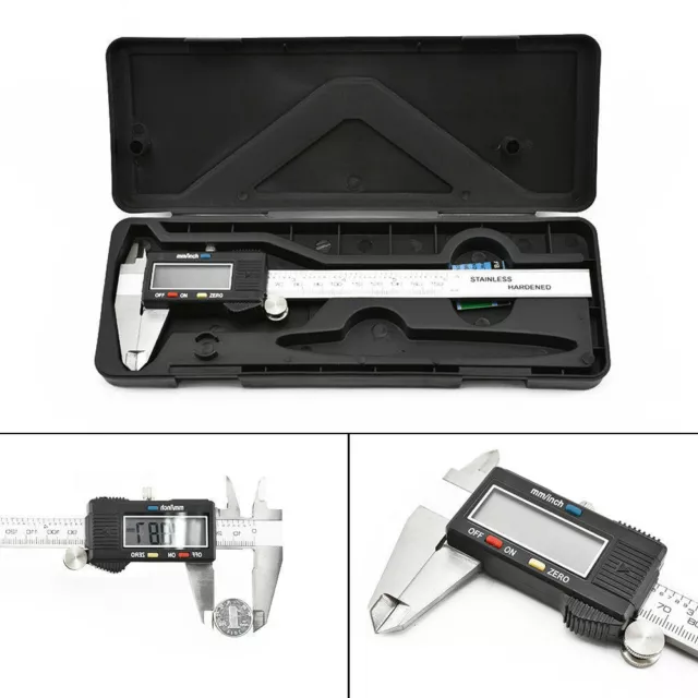 6"LCD Display Vernier Caliper 150mm Stainless Steel Micrometer Electronic Tool