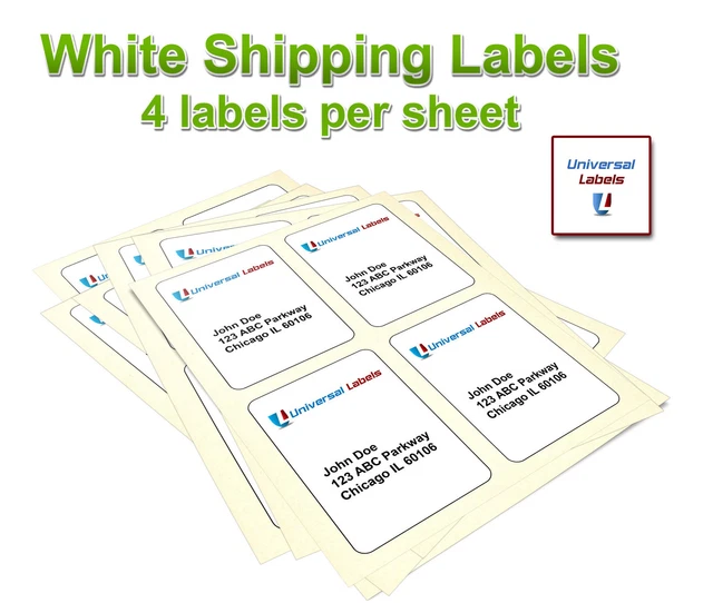 BLANK 4& X 5" SHIPPING LABELS printable 4up rectangle labels, 1200