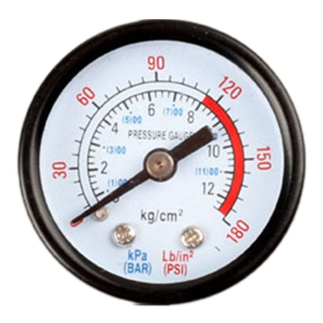 Air Compressor Pressure Gauge – 2" Dial, Iron Shell, 0-180 PSI / 0-12 Bar, For Screw & Piston Compressors