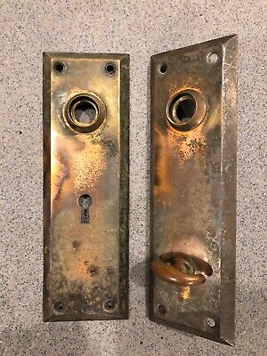 Antique/Vintage Brass Door Backplates, Mortise Style, Patina, Knob Plate