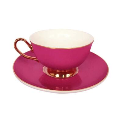 Bombay Duck a righe nero bianco e oro mini tazza da tè e piattino 