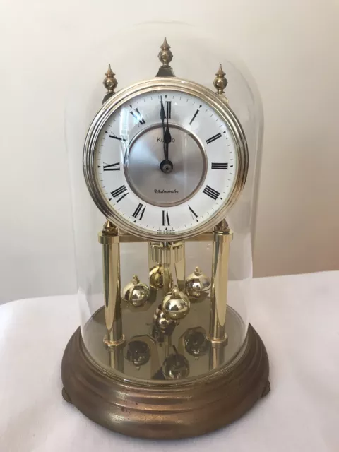 Vintage Kundo Quartz Anniversary Clock With Glass Rotating Balls And Plays Sound