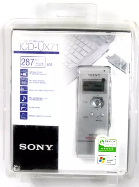 Sony ICD-UX71 Digital Voice Recorder MP3 1GB USB Windows Mac Brand New Sealed