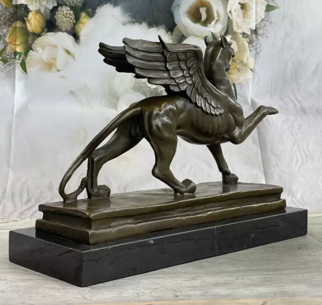 Wonderful Art Nouveau Gothic Gargoyle Griffin Bronze Sculpture Hot Cast Figurine 3