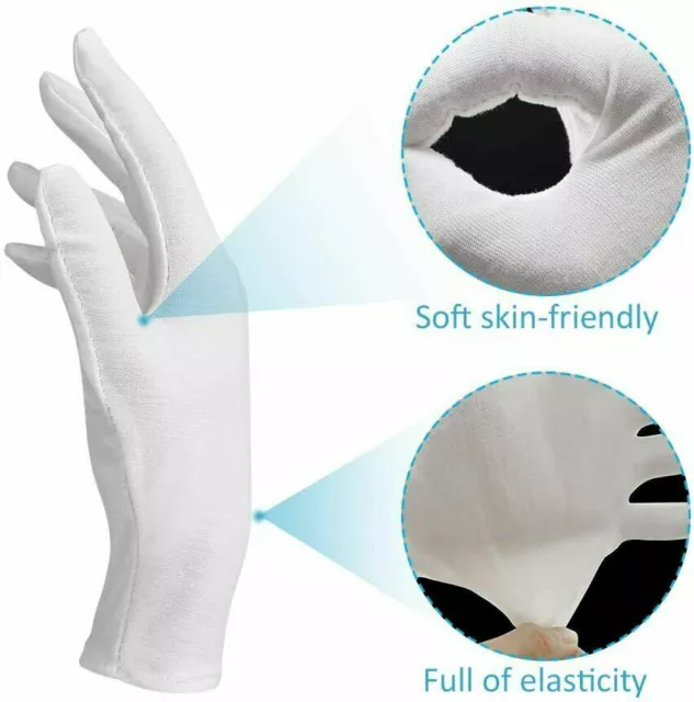 100% White Cotton Gloves Dermatological  Moisturising Eczema Hand Cream Beauty