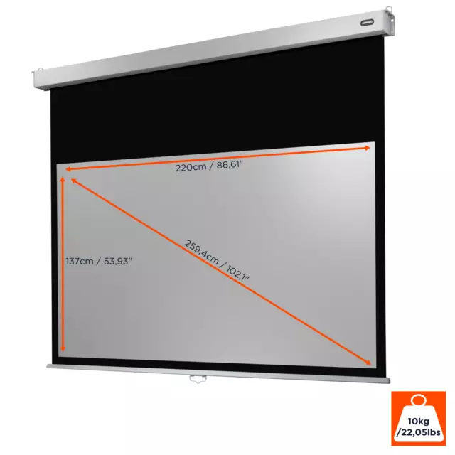 celexon manuell ausziehbare Slow Return Rollo-Leinwand Pro Plus 220x137cm 16:10 2