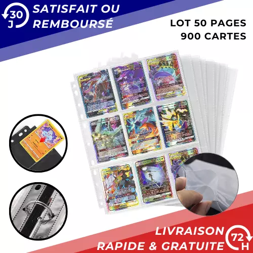 50 PAGE FEUILLE 900 Pochette Carte Classeur Album Collection Rangement  Pokémon EUR 10,49 - PicClick FR