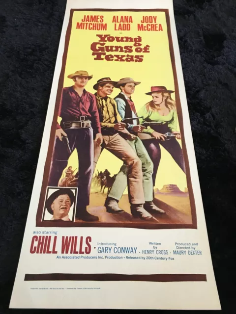 YOUNG GUNS OF TEXAS Original ROLLED Insert Movie Poster James Mitchum Alana Ladd