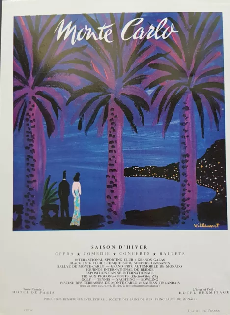 MONTE CARLO   - PUBLICITE d'après VILLEMOT - AD 1967  Advertising