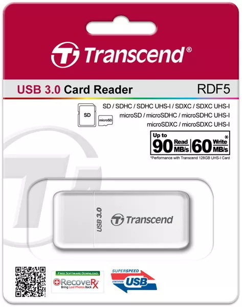 Transcend Card Reader RDF5 Micro Card SD / SDHC / SDXC UHS-I weiß USB 3.0