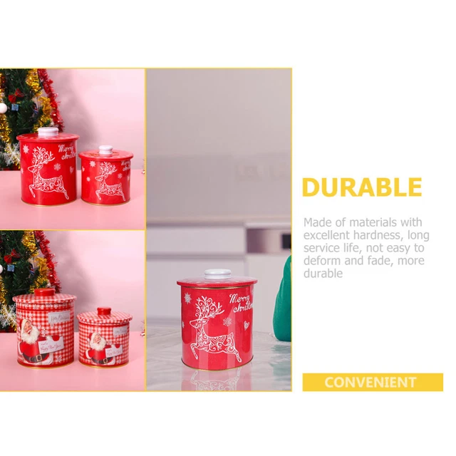 4pcs Weißblech Runde Weihnachten Multifunktionale Cookie Jar 11