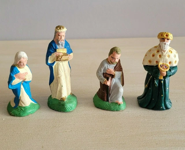 Lot De 46 Santons Anciens En Terre Cuite Peints à La Main, Bon état Vintage, + 20 Offerts !