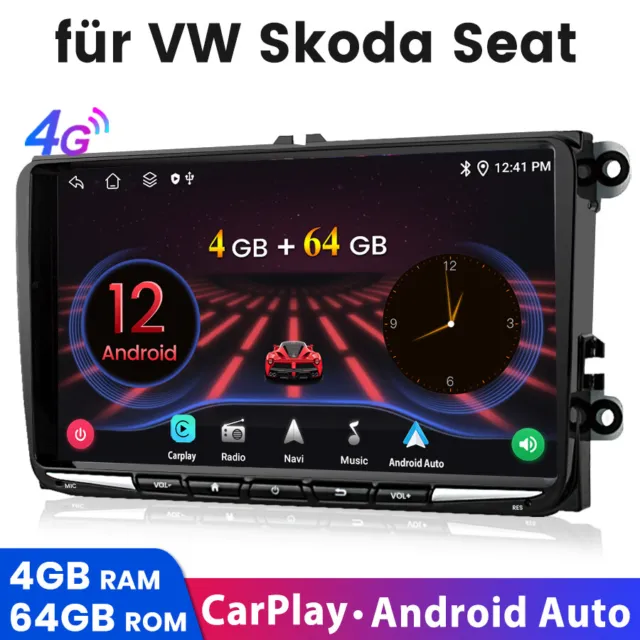 9" CarPlay 4+64 GB Android12 radio de coche GPS RDS para VW GOLF 5 6 Polo Passat Touran