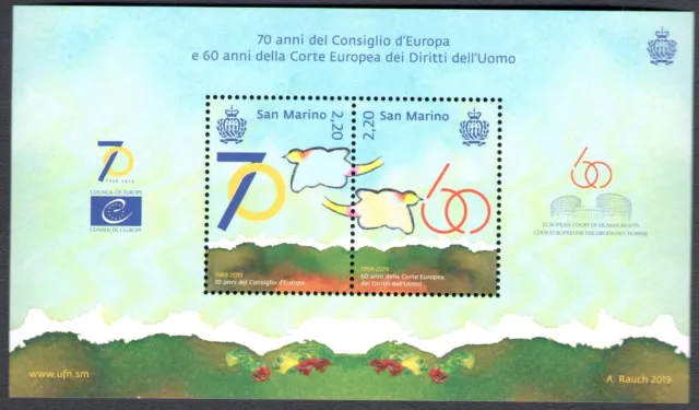 2019 San Marino Bloc Feuillet "60Â° Corte Europea" - "70Â° Cosiglio Europa"