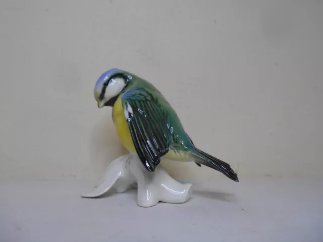 Ancienne Figurine Statue Oiseau Porcelaine Saxe Mesange Karl Ens