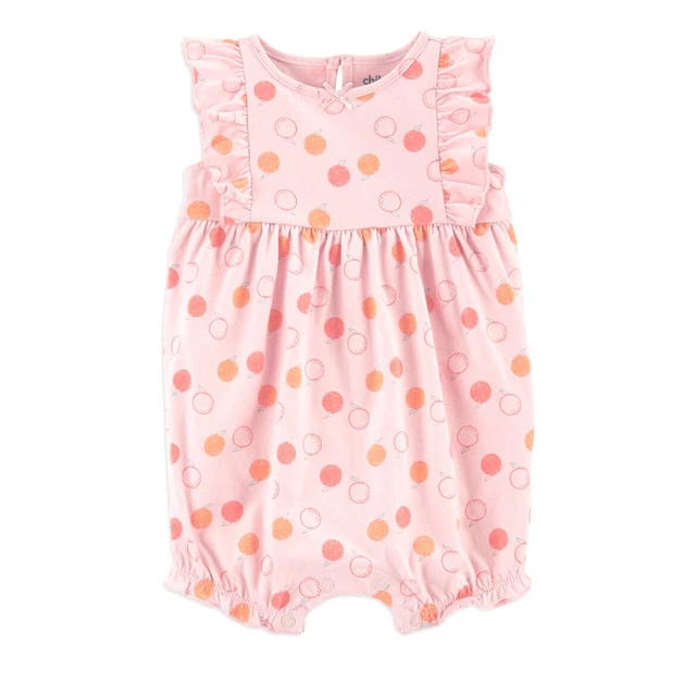 Carters Infant Girls Size 18 Months Peach Sunsuit Romper Sun Dress Bodysuit NWT