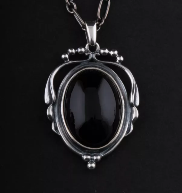GEORG JENSEN Sterling Silver Pendant of The Year 2017 with Onyx. Heritage. NEW!