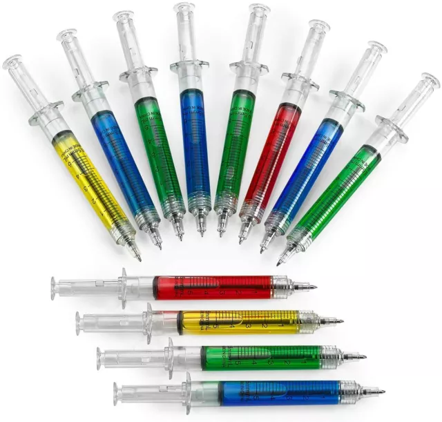 Syringe Pens - 12 Pack Multi-Color Syringe Pen Blue or Black Ink School Supplies