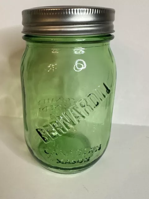 4 NEW BERNARDIN 1881 MASON GREEN GLASS BALL LID STRAW 1QT/32 OZ DRINK  TUMBLER